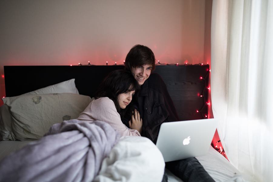 couple watching laptop